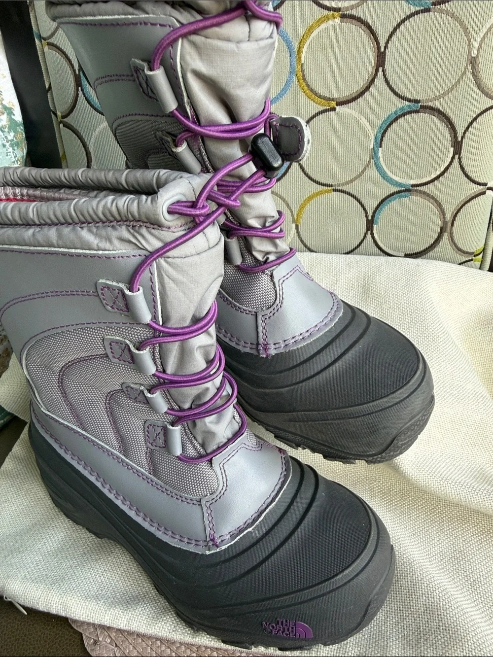 The North Face Gray and Purple Kids Snow Boots Size 4 Girls